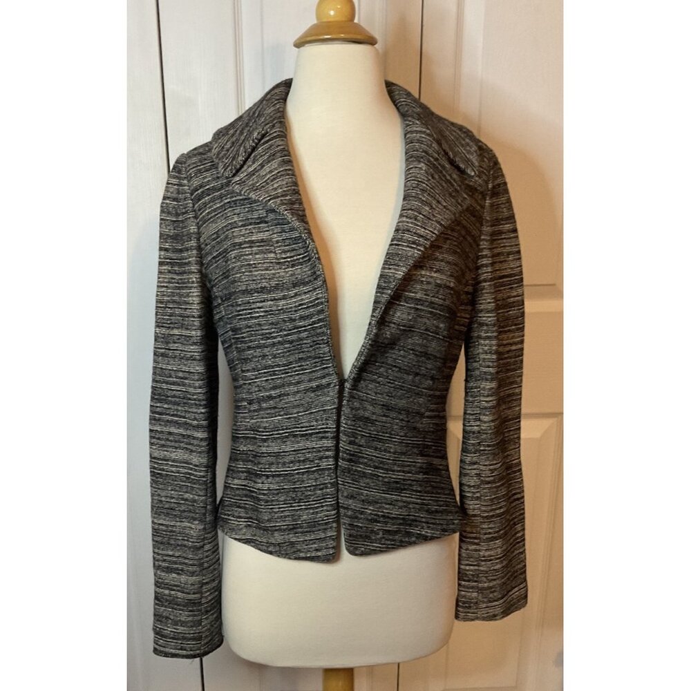 Banana Republic Black Gray‎ Wool Blend Career Blazer Jacket Size 6